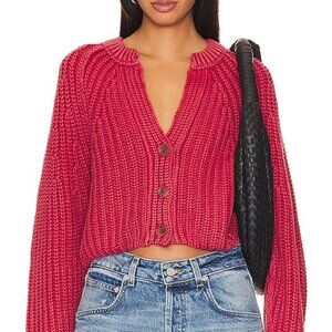Free People Size M Sweet Nothing Cardi in Cherry